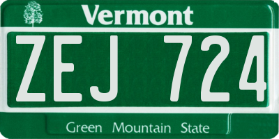 VT license plate ZEJ724