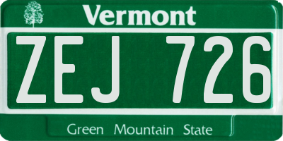 VT license plate ZEJ726