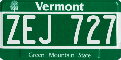 VT license plate ZEJ727
