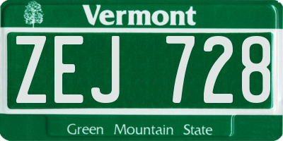 VT license plate ZEJ728