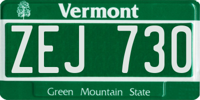 VT license plate ZEJ730