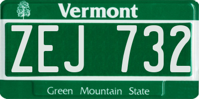 VT license plate ZEJ732