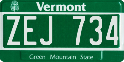 VT license plate ZEJ734