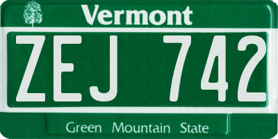 VT license plate ZEJ742