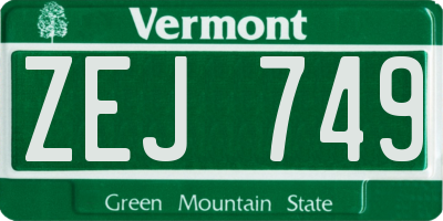 VT license plate ZEJ749