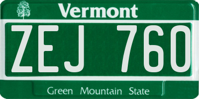VT license plate ZEJ760