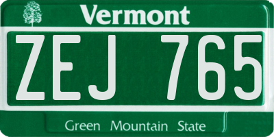VT license plate ZEJ765