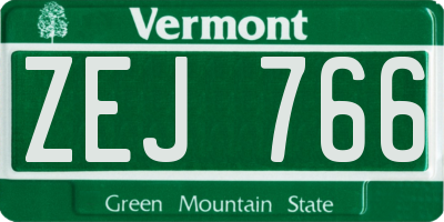 VT license plate ZEJ766