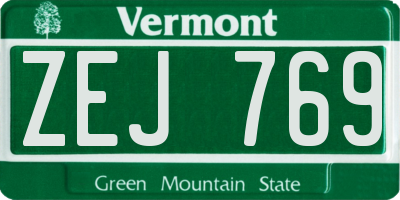 VT license plate ZEJ769