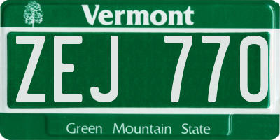 VT license plate ZEJ770