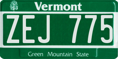 VT license plate ZEJ775