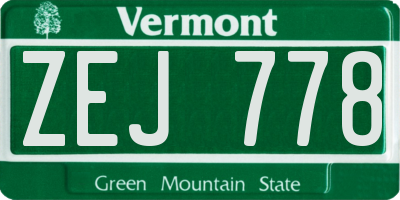 VT license plate ZEJ778