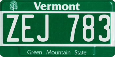 VT license plate ZEJ783