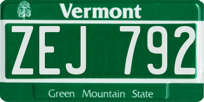 VT license plate ZEJ792
