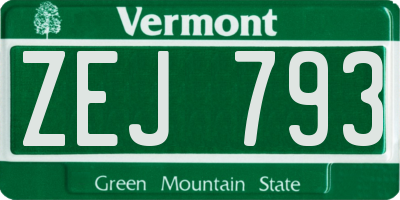 VT license plate ZEJ793