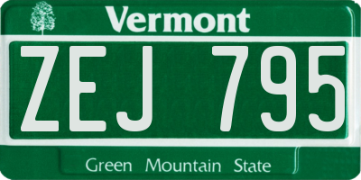VT license plate ZEJ795