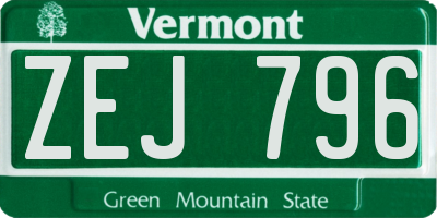 VT license plate ZEJ796