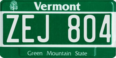 VT license plate ZEJ804