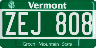 VT license plate ZEJ808