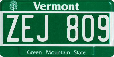 VT license plate ZEJ809