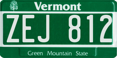 VT license plate ZEJ812