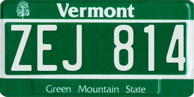 VT license plate ZEJ814