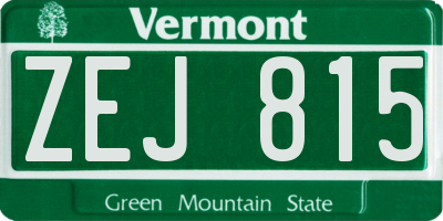 VT license plate ZEJ815