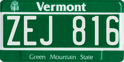 VT license plate ZEJ816