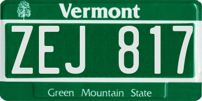VT license plate ZEJ817