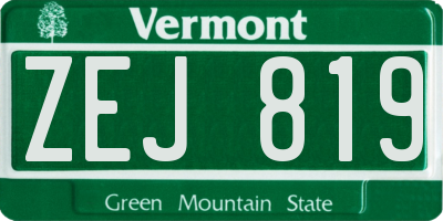 VT license plate ZEJ819