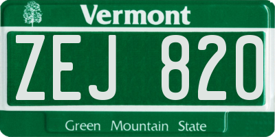 VT license plate ZEJ820