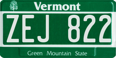 VT license plate ZEJ822