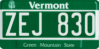 VT license plate ZEJ830