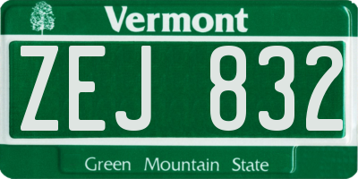 VT license plate ZEJ832