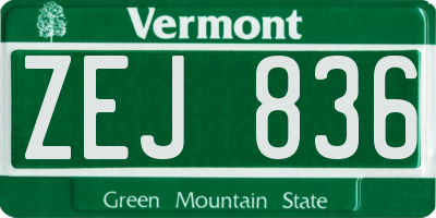 VT license plate ZEJ836