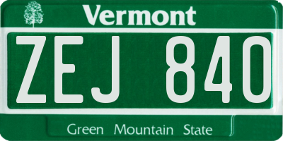 VT license plate ZEJ840