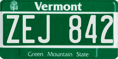 VT license plate ZEJ842