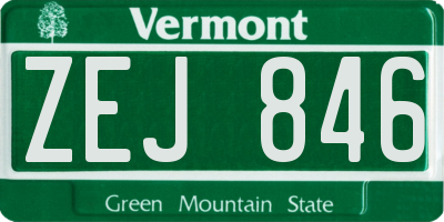 VT license plate ZEJ846
