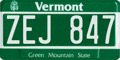 VT license plate ZEJ847