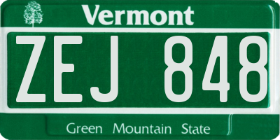 VT license plate ZEJ848