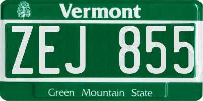VT license plate ZEJ855