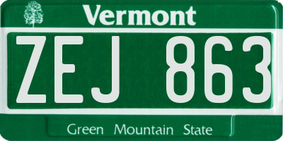 VT license plate ZEJ863