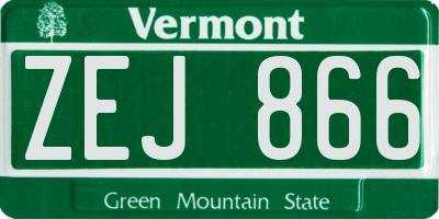 VT license plate ZEJ866