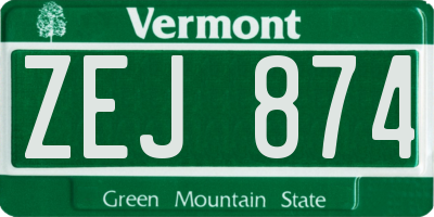 VT license plate ZEJ874
