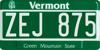 VT license plate ZEJ875