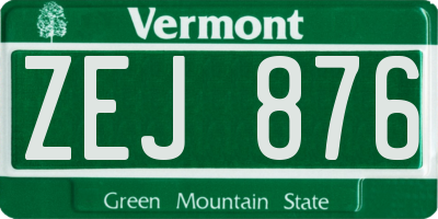 VT license plate ZEJ876