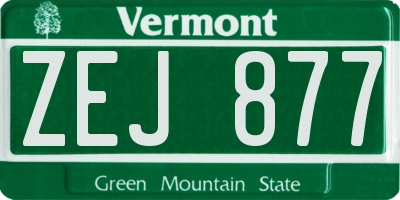 VT license plate ZEJ877