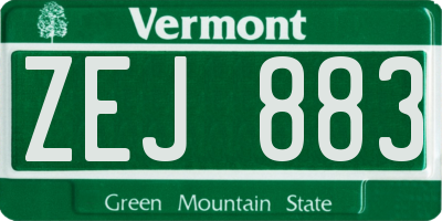 VT license plate ZEJ883