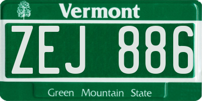 VT license plate ZEJ886