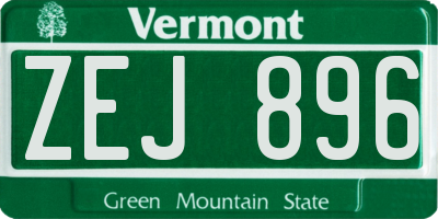 VT license plate ZEJ896